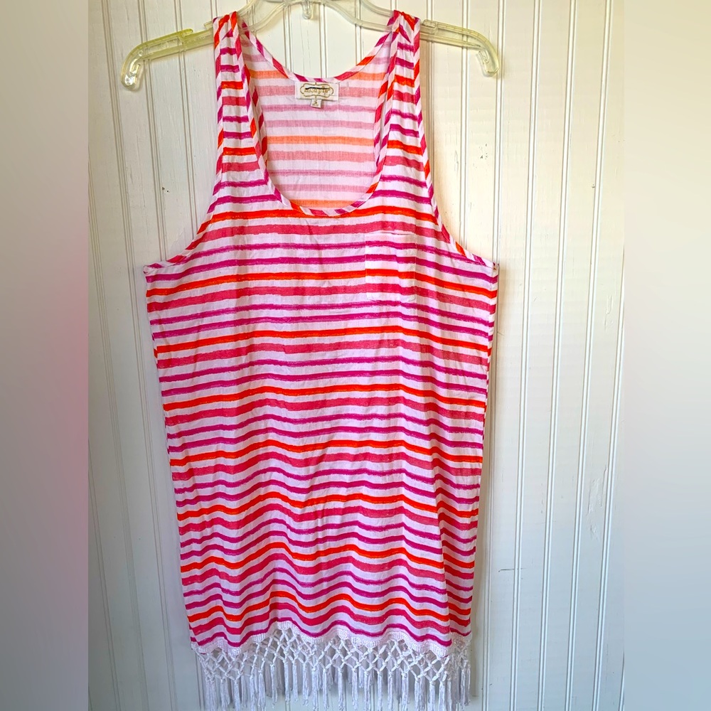 Mudpie (Small 4-6)Fringed Cover-Up and/or Racerback Sleeveless Lightweight Dress